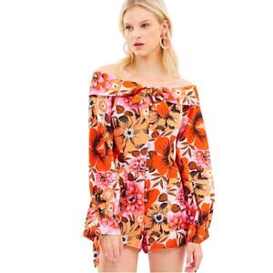 Alice McCall Love Me Blouse Off Shoulder Floral Silk Cotton Top US Size 0
